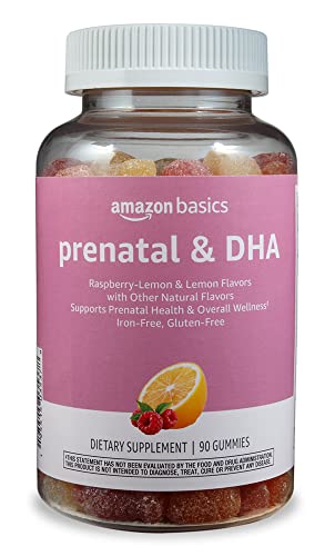 Amazon Basics Prenatal & DHA Gummy, Raspberry & Lemon Flavor, 90 Count (Previously Solimo)