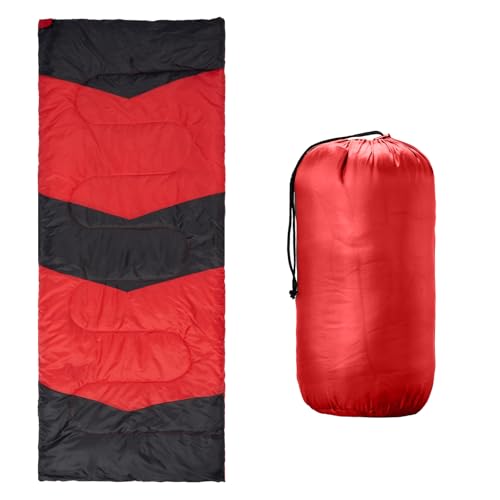 Rectangular Sleeping Bag for Adult,Lightweight Sleeping Bag for Backpacking, Hiking, Waterproof Compact Envelope Sleeping Bags for Cold & Warm Weather (Red)