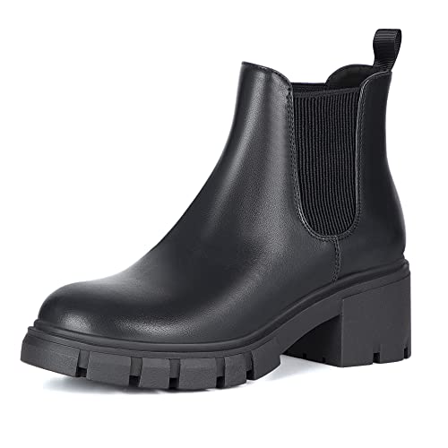Athlefit Women's Slip on Chelsea Ankle Boots Black