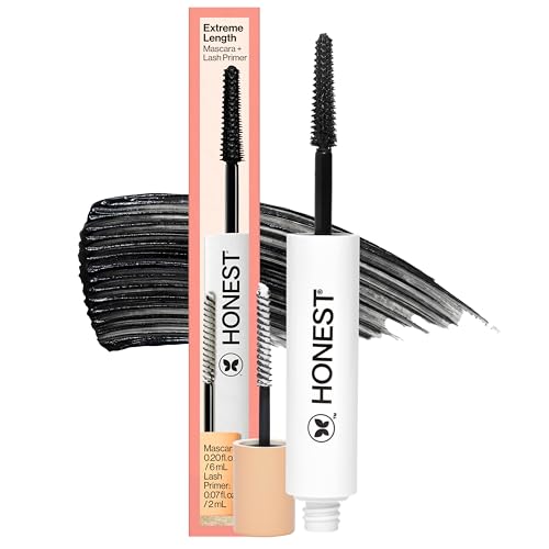 Honest Beauty 2-in-1 Extreme Length Clean Mascara, Primer, Black, .27 fl oz