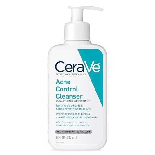 CeraVe Acne Control Cleanser, Face Wash with 2% Salicylic Acid, 8 oz
