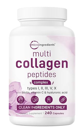 Micro Ingredients Multi Collagen Peptides Pills, 240 Capsules
