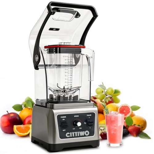 Cittiwo Smoothie Blender, 64oz Jar, Quiet Shield, Professional Grade | Countertop Blender for Smoothie, Crushing Ice Blender Adjustable Speed Control, Auto Clean,Commercial Blender Heavy Duty