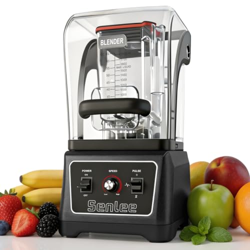 Heavy-Duty 2200W Commercial Blender - 64oz BPA-Free Jar, Quiet Shield | 6-Leaf Stainless Steel Blade for Smoothies, Ice Crush, Shakes - Self-Cleaning, Ideal for Restaurant & Commercial Kitchen