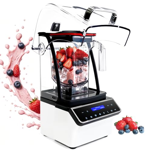 1800W Quiet Blender with Soundproof Hood for Smoothies 68oz DIY Programs | for Protein Shake Ice Crushing, 2200W Peak Motor, 7 Presets, Self-cleaning, 9 Speed, BPA-free Jar, Home and Commercial Use