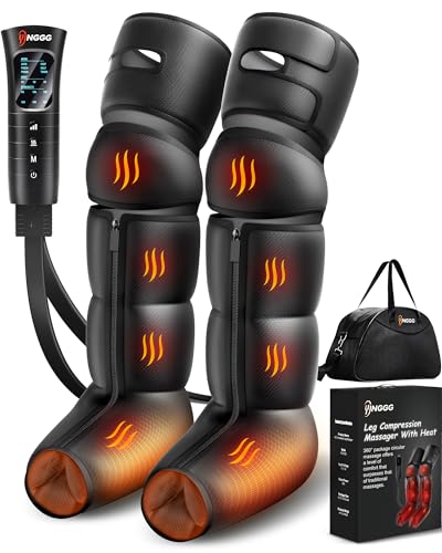 YINGGG Leg Massager with Heat and Compression - Foot and Calf Massage Sleeve with 3 Heat, 6 Intensities, 6 Modes, Compression Boots for Circulation and Pain Relief