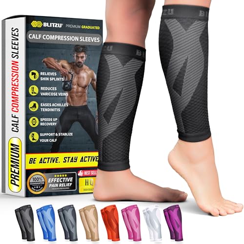 BLITZU Calf Compression Sleeves, Footless Compression Socks for Men & Women