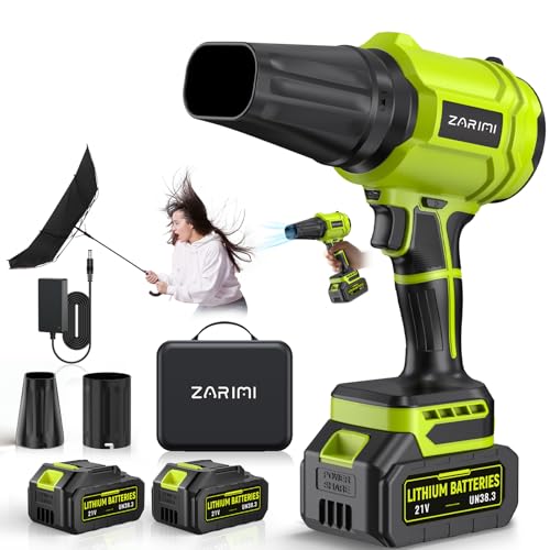 YUQUESEN Cordless Leaf Blower, 980,000 RPM Handheld Leaf Blower with 2 X Batteries & Charger, Lightweight Leaf Blowers for Patio Cleaning, Lawn Care, Leaves, Dust - Light Green