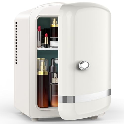 Electactic Mini Fridge, 4L/6 Cans Cosmetic Fridge for Bedroom, White