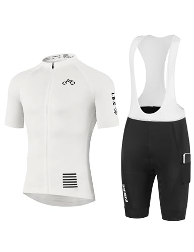 INBIKE Cycling Jersey Mens Set Reflective Breathable Biking Outfit Quick-Dry Bib Bicycle Jersey with 3D Padded Shorts