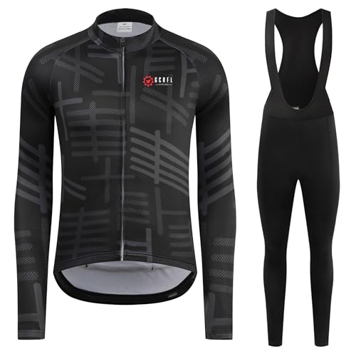 GCRFL Winter Cycling Jersey Sets Thermal Fleece Bike Jersey + Bib Pants