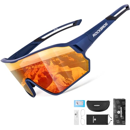 ROCKBROS Polarized Sports Sunglasses Men Women - UV400 Protection Goggle with Myopia Frame for Running Cycling Driving