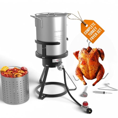 GasOne 30QT Turkey Fryer Set and Seafood Boil with Propane Gas Burner