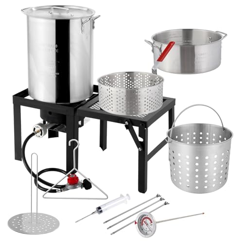 ROVSUN 30QT Turkey Fryer & 10QT Fish Fryer with 55000BTU Propane Burner