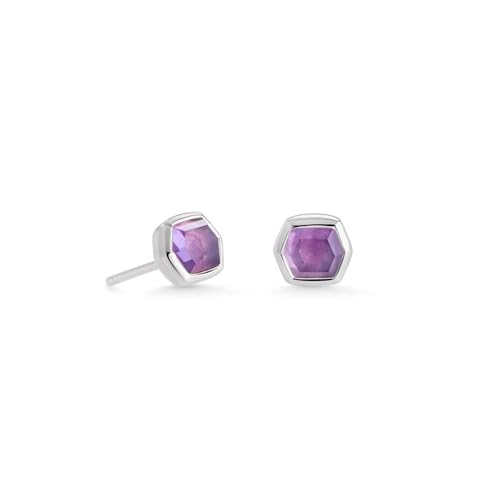 Kendra Scott Davie Stud Earrings in Sterling Silver, Demi-Fine Jewelry for Women, Amethyst