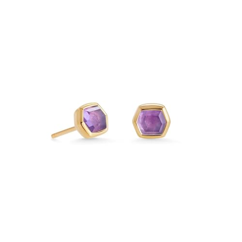 Kendra Scott Davie Stud Earrings in 18K Gold Vermeil, Demi-Fine Jewelry for Women, Amethyst