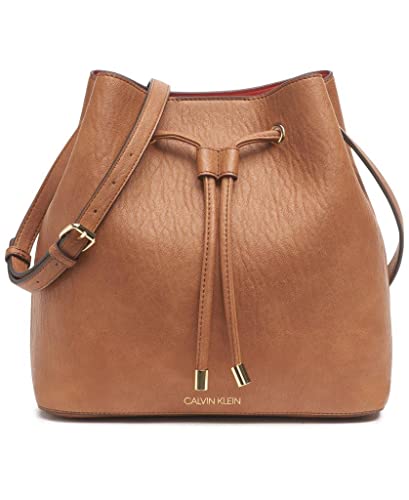 Calvin Klein Women's Gabrianna Bucket Shoulder Bag Handbag, Caramel, OS