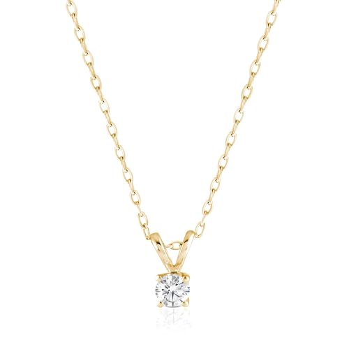 Amazon Essentials IGI Certified 0.25 Carat Solitaire Lab Grown Diamond Pendant Necklace in 14k Yellow Gold - 16" Chain with 2" Extender
