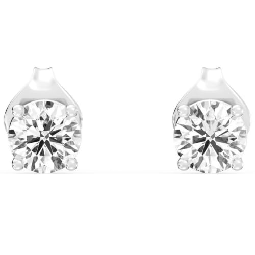 Gilded Lab Diamond Stud Earrings in 10K White Gold | 1/4 ct, Round