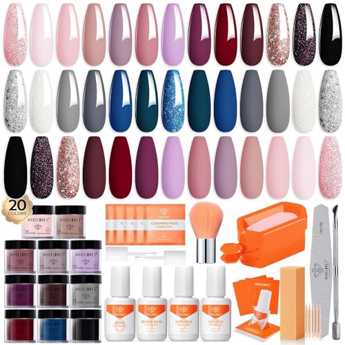 Modelones Dip Powder Nail Starter Kit 40 Pcs 20 Colors