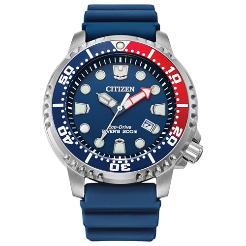 Citizen Men's Eco-Drive Promaster Dive, Blue Polyurethane Strap, Silver-Tone Stainless Steel Case (Model:BN0168-06L)