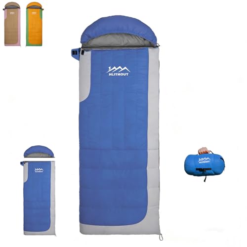 HLITMOUT 3-in-1 Down Sleeping Bag with Detachable Hood,20°F 45°F Rectangular Lightweight Down Blanket Sleeping Bag for Adults,Teens Camping Hiking and Backpacking Outdoor and Indoor