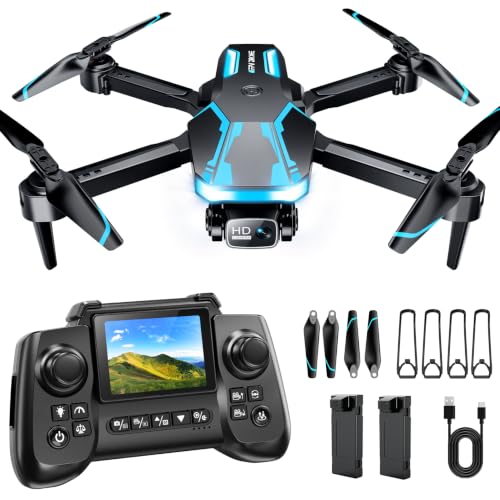 Drone with Camera & Screen on Controller, 1080P Foldable Drone for Adults Beginners