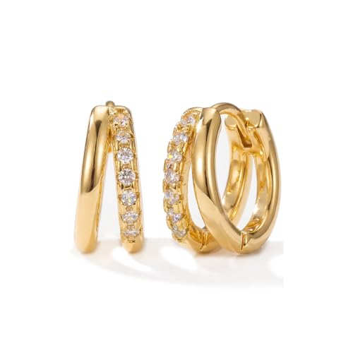 MUMREUES 14K Gold Small Hoop Earrings for Women