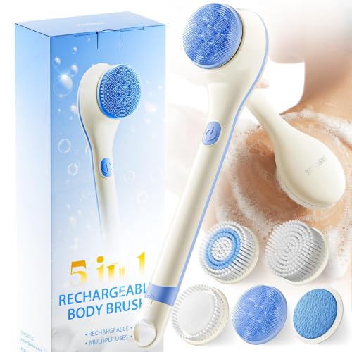 POPCHOSE Electric Body Brush for Shower with 5 Replaceable Brush Heads