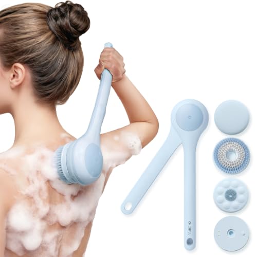 Long Dual Handle Back Scrubber for Shower, Electric Body Brush (Men Women)