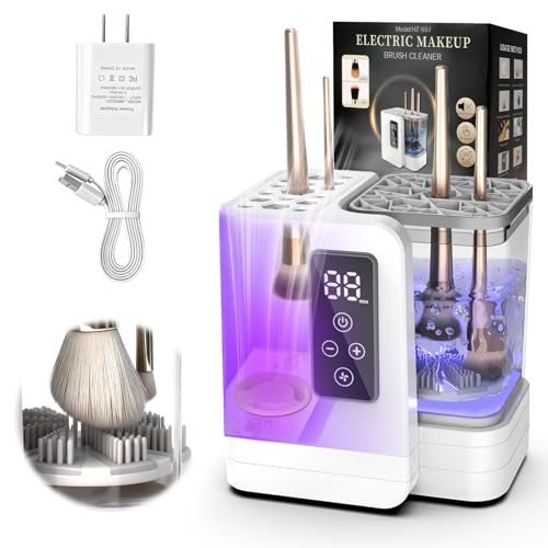 5-in-1 Electric Makeup Brush Cleaner & Dryer Machine - Portable Automatic USB Cosmetic Brushes Cleaner Tool with Deep-Clean Silicone Brush for All Size Brushes (Contour, Eyeshadow, Blush)