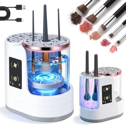 3 IN 1 Electric Makeup Brush Cleaner Machine With Makeup Brush Dryer-Holder-Portable Automatic USB Cosmetic Brushes Cleaner Tool for All Size Beauty Makeup Brush Set,Eyeshadow, Blush Brush