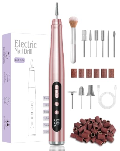 Hoxida Cordless Nail Drill 35000RPM , Rechargeable Nail File LCD Display