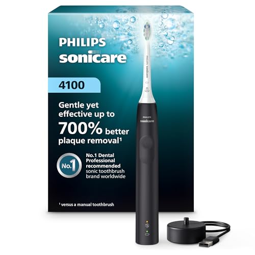 Philips Sonicare 4100 Rechargeable Electric Toothbrush, 1 Brush Head, Black