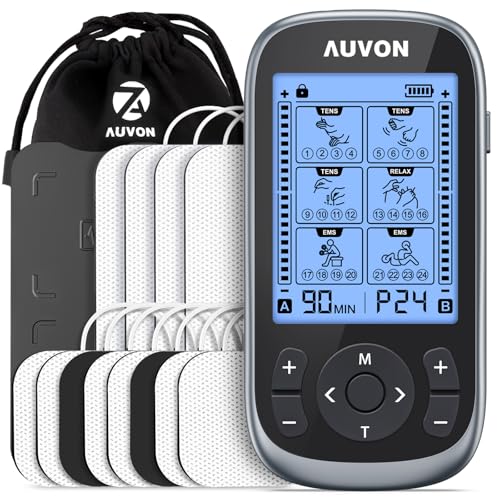 AUVON 3-in-1 TENS Unit Muscle Stimulator, 40 Levels for Gradual Pain Relief
