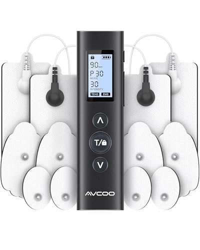 AVCOO 30 Modes TENS EMS Unit Muscle Stimulator for Pain Relief, 12 Pcs Pads