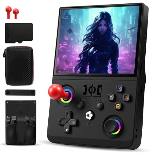 R36MAX Ⅱ Retro Handheld Game Console, 4.5" IPS HD Screen Retro Gaming Console with Detachable Joystick, 20,000+ Classic Games, 30+ Emulators, Pocket Hand Held Video Games (Black)