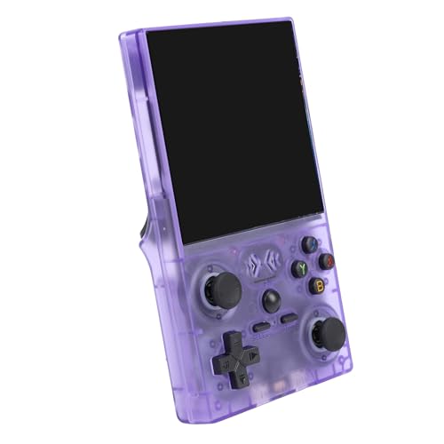 RiToEasysports Handheld Game Console, 4 Inch 720x720 HD Screen with RK3326 Chip Open Source System, 4000mAh Battery, Support for PS1 GBA Emulation and 2.4G Wireless Controller (Purple)