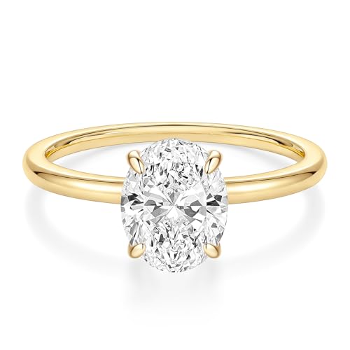 EAMTI 3CT Engagement Rings for Women Oval Cut CZ Solitaire Promise Wedding Bands Travel Ring 14K Gold Plated Size 7