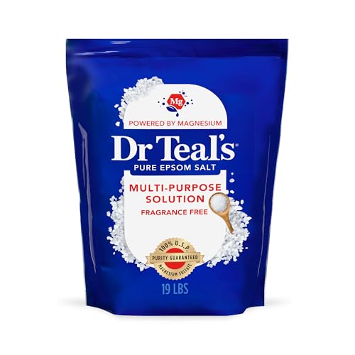 Dr Teal's Pure Epsom Salt Multipurpose Solution, Fragrance Free, Bulk Size - 19 lbs