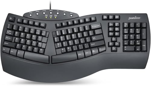 Perixx PERIBOARD-512B Wired Ergonomic Keyboard - Split Keyboard, Wrist Rest, Natural Typing - Wired USB Connectivity - US English - Black