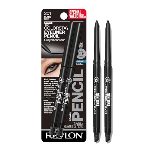 Revlon ColorStay Pencil Waterproof Eyeliner, 201 Black, 2 pack
