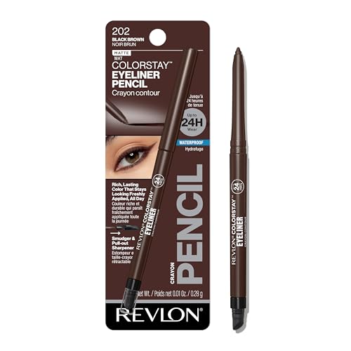 Revlon ColorStay Pencil Waterproof Eyeliner, 202 Black Brown, 0.01 oz