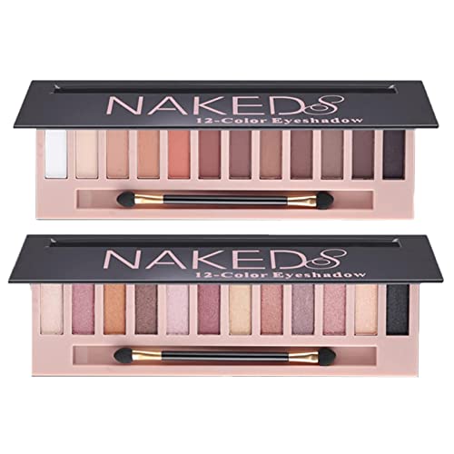 BestLand 2 Pack 12 Colors Makeup Nude Colors Eyeshadow Palette Natural Nude Matte Shimmer Glitter Pigment Eye Shadow Pallete Set
