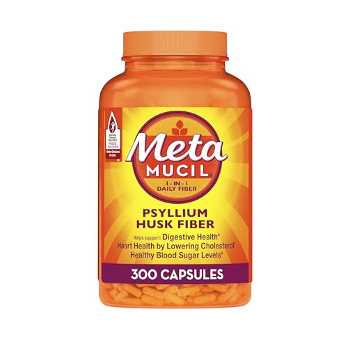 Metamucil, Psyllium Husk GLP-1 Friendly Fiber Capsules, 300 Capsules, 3-in-1 Fiber Supplement, Daily Psyllium Husk Fiber Capsules Help Support Digestive Health by Promoting Regularity*