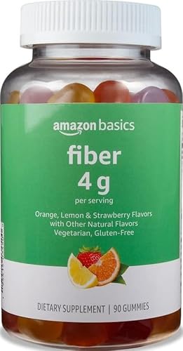 Amazon Basics Soft Fiber Gummies for Digestive Health and Regularity, Orange, Lemon & Strawberry Flavors, 90 Count, Pack of 1 (Previously Solimo)