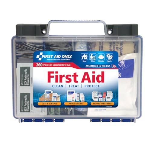 First Aid Only 91248 OSHA-Compliant First Aid Kit, All-Purpose 50-Person Emergency First Aid Kit for Business, Worksite, Home, and Car, 260 Pieces