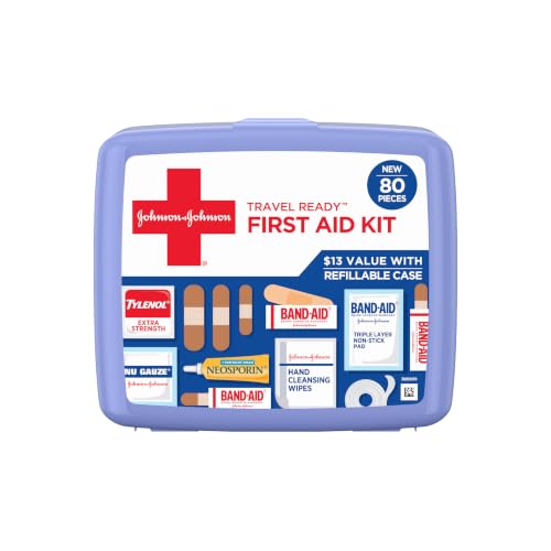 BAND-AID Brand Travel Ready Portable First Aid Kit, 80 Piece