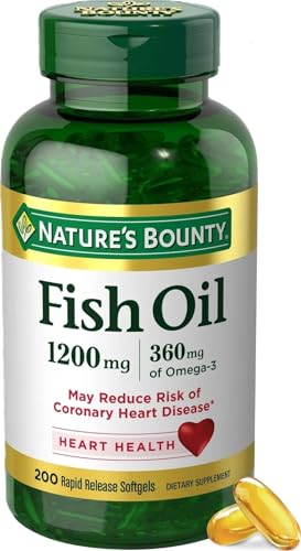 Nature's Bounty Fish Oil Omega 3 Supplements - Supports Heart Health, 1200 Mg Fish Oil, 200 Softgels (Pack of 1)