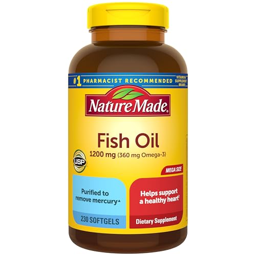 Nature Made Fish Oil Omega 3 Supplements, 1200 mg Softgels, 230 Softgels